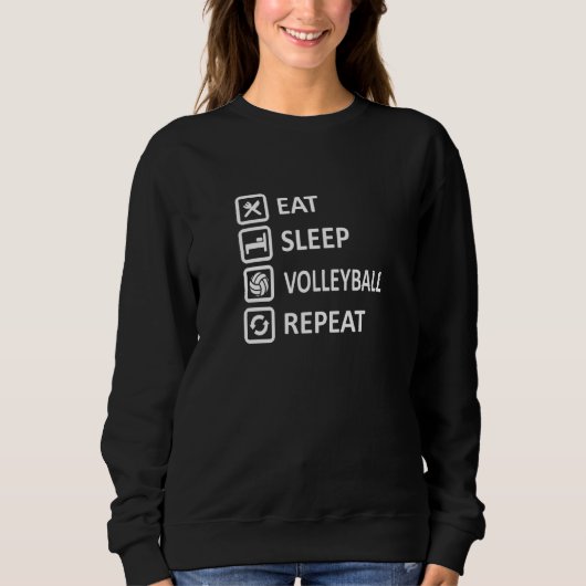 Eat Sleep Volleyball Herhalen Trui (Voorkant)