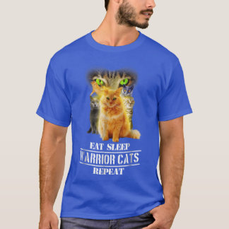 Eat Sleep Warrior Cats Herhaal Grappige Kattenlief T-shirt