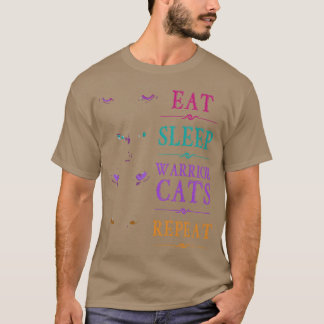 Eat Sleep Warrior Katten Herhaal Grappige Kattenkr T-shirt