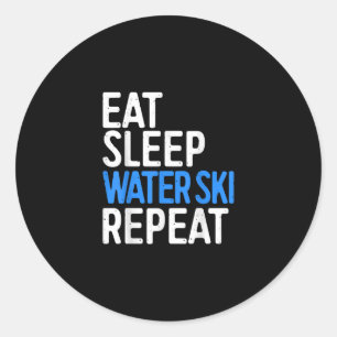 Eat Sleep Water Ski Herhaal Schuif Ronde Sticker