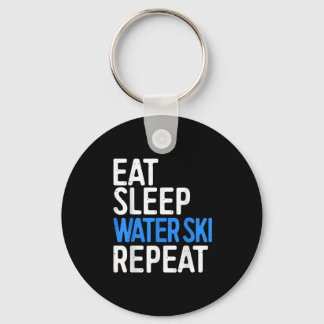 Eat Sleep Water Ski Herhaal Schuif Sleutelhanger
