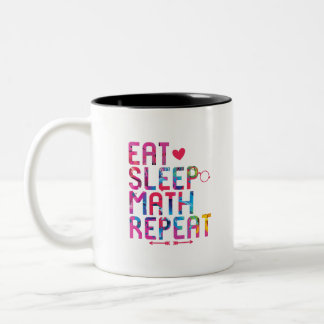 Eat Sleep Wiskunde Herhaal Fun Mathematici Tweekleurige Koffiemok