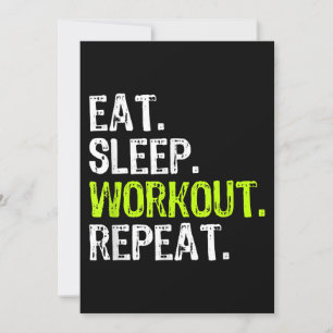 Eat Sleep Workout Herhaal Grappig werk uit Gym Gif Kaart