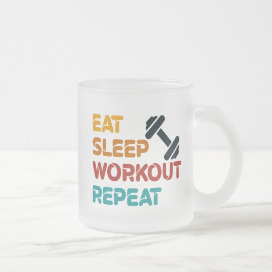 Eat Sleep Workout Herhalen Matglas Koffiemok (Rechts)