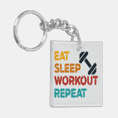 Eat Sleep Workout Herhalen Sleutelhanger (Voorkant Links)