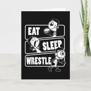 Eat Sleep Wrestle Herhaal Funny Wrestling Kaart