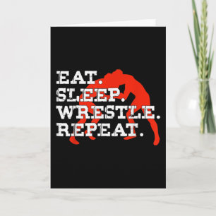 Eat Sleep Wrestle Herhaal Funny Wrestling Kaart