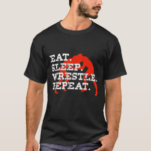Eat Sleep Wrestle Herhaal Funny Wrestling T-shirt