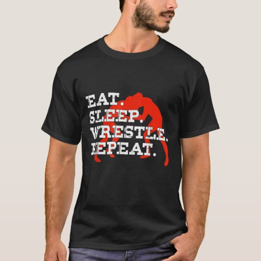 Eat Sleep Wrestle Herhaal Funny Wrestling T-shirt (Voorkant)