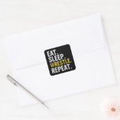 Eat Sleep Wrestle Herhaal Vierkante Sticker (Envelop)