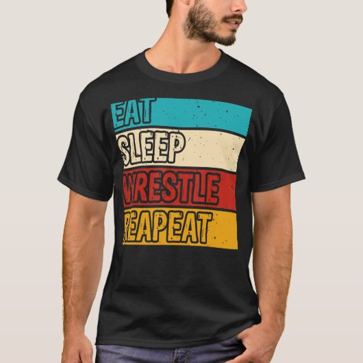Eat Sleep Wrestle Herhaal Wrestler Mannen T-shirt (Voorkant)