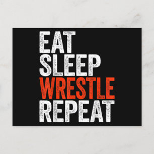 Eat Sleep Wrestle Herhaal Wrestling Gif Briefkaart