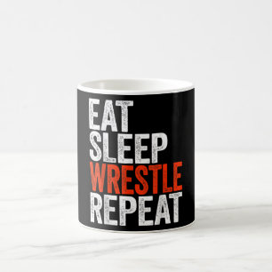 Eat Sleep Wrestle Herhaal Wrestling Gif Koffiemok
