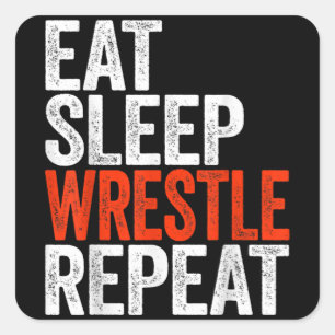 Eat Sleep Wrestle Herhaal Wrestling Gif Vierkante Sticker