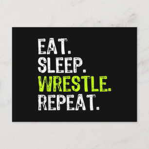 Eat Sleep Wrestle Herhaal Wrestling Wrestler Briefkaart