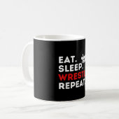 Eat Sleep Wrestle Repeat - Funny Wruing & Koffiemok (Voorkant links)