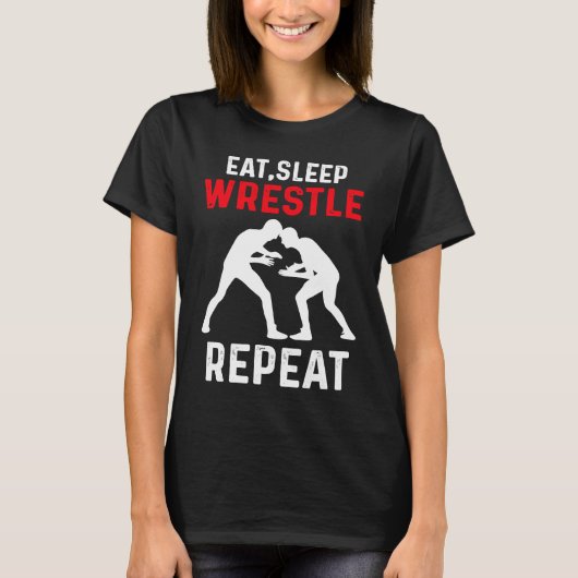 Eat Sleep Wrestle Repeat Wrestling T-shirt (Voorkant)