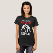 Eat Sleep Wrestle Repeat Wrestling T-shirt (Voorkant volledig)