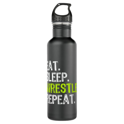 Eat Sleep Wrestle Repeat Wrestling Wrestler Waterfles (Voorkant)
