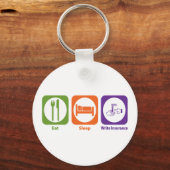 Eat Sleep Write Insurance Sleutelhanger (Voorkant)