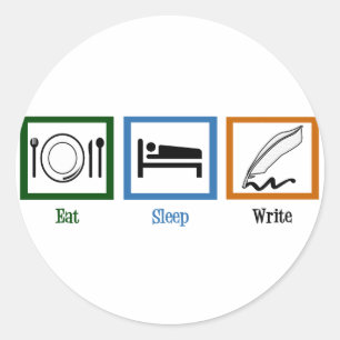 Eat Sleep Write Ronde Sticker