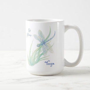 Eat Sleep Yoga, Fun Gezegde Waterverf Dragonfly Koffiemok