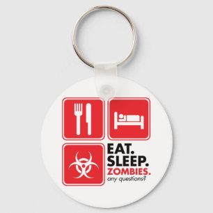 Eat Sleep Zombies - Rood Sleutelhanger