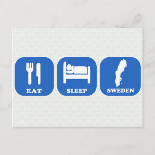 Eat Sleep Zweden Briefkaart