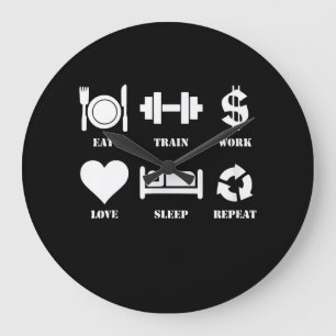 Eat Train Work Love Herhaal Motivatie Gym Grote Klok