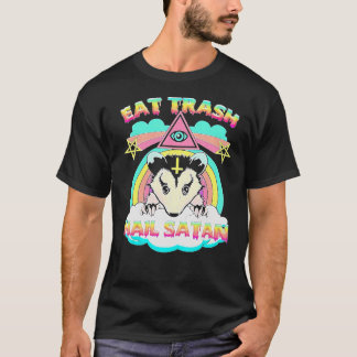Eat Trash Hail Satan Raccoon Pentagram Satanic Gar T-shirt