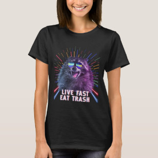 Eat Trash Raccoon Panda Rave Old School Pilot Sung T-shirt