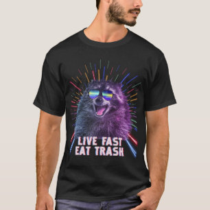 Eat Trash Raccoon Panda Rave Old School Pilot Sung T-shirt