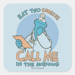Eat Two Cookies, bel me in de ochtend Vierkante Sticker