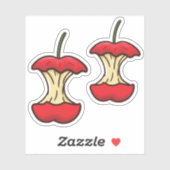 Eaten Apple Core retro stijl leuke vruchten Sticker (Vel)