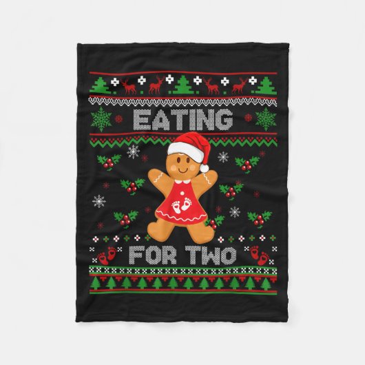 Eating For Two Pregnancy Announcement Ugly Sweater Fleece Deken (Voorkant)