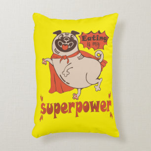 Eating is my superpower red cloak pug comic style accent kussen