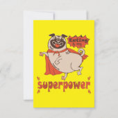 Eating is my superpower red cloak pug comic style bedankkaart (Voorkant)