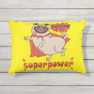 Eating is my superpower red cloak pug comic style buitenkussen