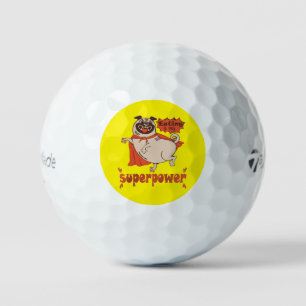 Eating is my superpower red cloak pug comic style golfballen