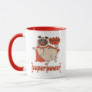 Eating is my superpower red cloak pug comic style mok