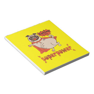 Eating is my superpower red cloak pug comic style notitieblok