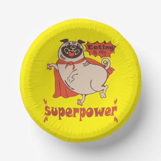 Eating is my superpower red cloak pug comic style papieren kommen (Voorkant)