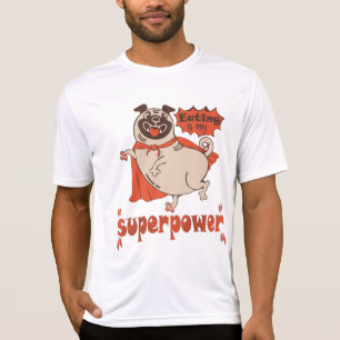 Eating is my superpower red cloak pug comic style t-shirt