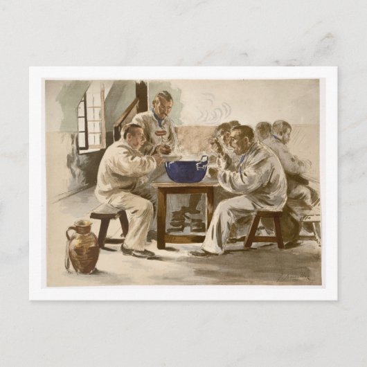 Eating Soup at the Barracks, from 'L'Estampe Moder Briefkaart (Voorkant)