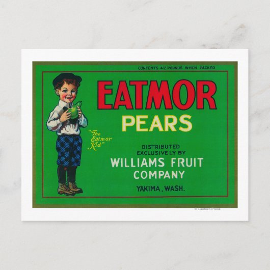 Eatmor Pear Crate LabelYakima, WA Briefkaart (Voorkant)