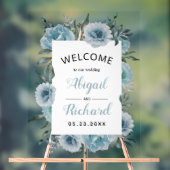Eau bleu foncé fleurs mariage bienvenue (Neutre)