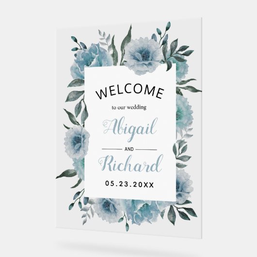 Eau bleu foncé fleurs mariage bienvenue (Angle)