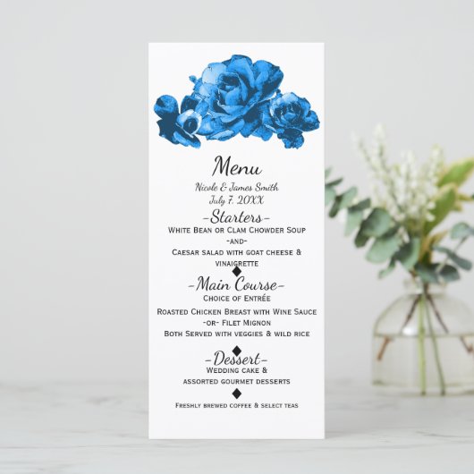 Eau bleu Rose Élégant menu de mariage (Debout devant)