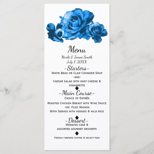 Eau bleu Rose Élégant menu de mariage (Devant)