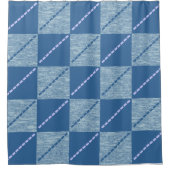 Eau Bleue Carrés & Stripes Douche rideau (Devant)